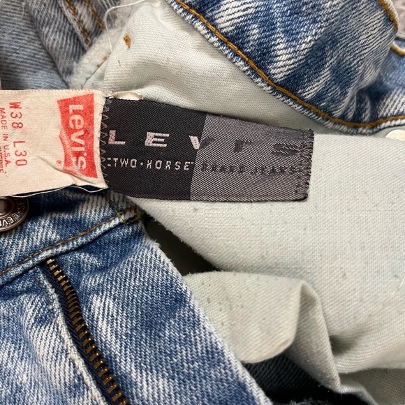 LEVI'S Stone Wash Vintage Brown Leather Tab Made in USA Men's Blue Jeans 38x30 - Picture 13 of 16